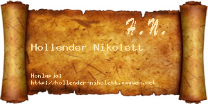 Hollender Nikolett névjegykártya